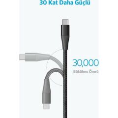 Anker PowerLine+ II USB 3.0 Type-C 1.8m Şarj/Data Kablosu Siyah