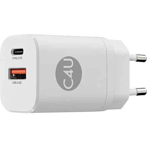 Case 4U 2 Portlu Type-C + USB-A Çıkışlı 30W Şarj Cihazı - BAT30