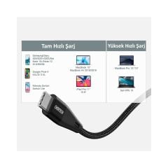 Choetech 60W USB-C to USB-C Hızlı Şarj Destekli Data Kablosu - 2 Metre - XCC-1004 - Siyah
