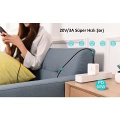 Choetech 60W USB-C to USB-C Hızlı Şarj Destekli Data Kablosu - 2 Metre - XCC-1004 - Siyah