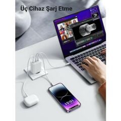 Case 4U Type-C + USB-A Çıkışlı 65W GAN Duvar Şarj Cihazı - BAT65