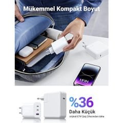 Case 4U Type-C + USB-A Çıkışlı 65W GAN Duvar Şarj Cihazı - BAT65