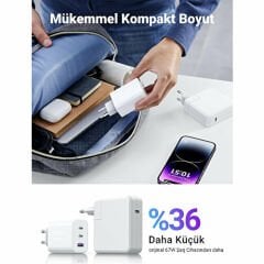 Case 4U Type-C + USB-A Çıkışlı 65W GAN Duvar Şarj Cihazı - BAT65