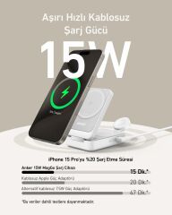 Anker MagGo Kablosuz Şarj Seti 15W Beyaz - B2557