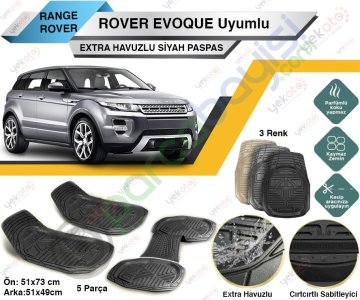 Range Rover Evoque Uyumlu Extra Havuzlu Kesilebilir Siyah Paspas