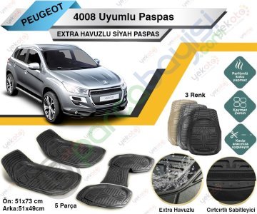 Peugeot 4008 Uyumlu Extra Havuzlu Kesilebilir Siyah Paspas