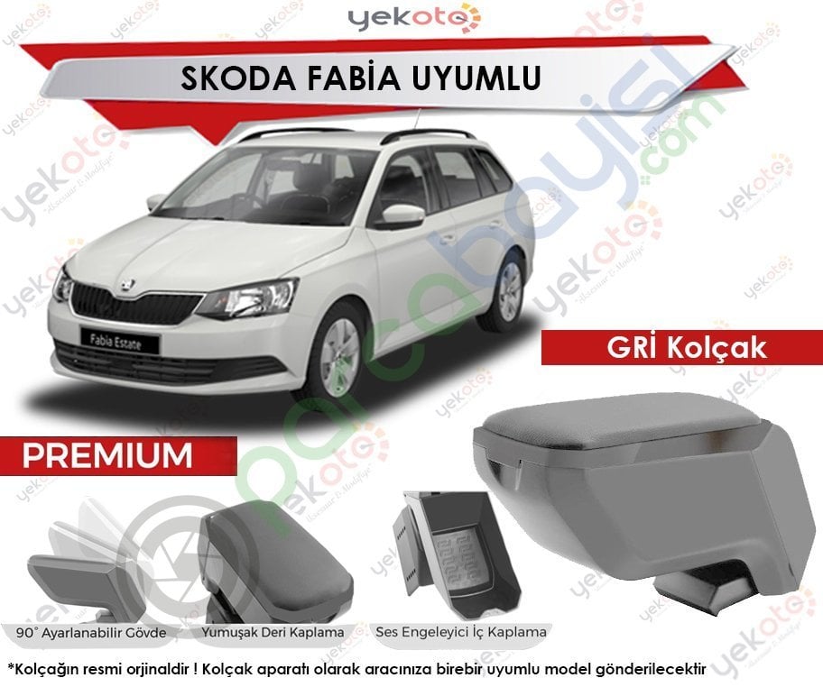 Skoda Fabia Uyumlu Gri Kolçak Kol Dayama Ultra Kaliteli