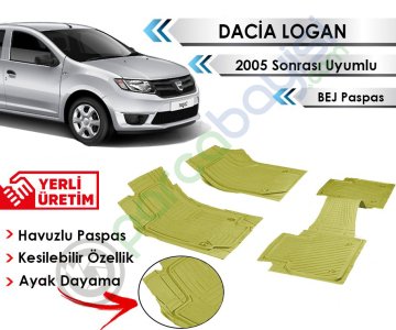 Dacia Logan 2005 Sonrası Uyumlu Havuzlu Kesilebilir Bej Paspas