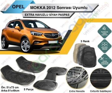 Opel Mokka 2012 Sonrası Uyumlu Extra Havuzlu Kesilebilir Siyah Paspas