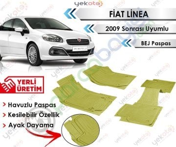 Fiat Linea 2009 Sonrası Uyumlu Havuzlu Kesilebilir Bej Paspas