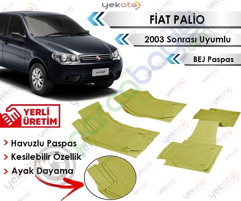 Fiat Palio 2003 Sonrası Uyumlu Havuzlu Kesilebilir Bej Paspas