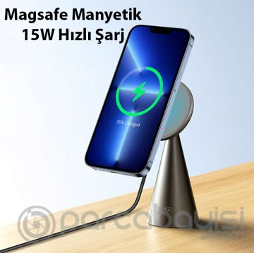 Duzzona W3 15W Manyetik Magsafe Uyumlu Masaüstü Wireless Kablosuz Şarj Cihazı