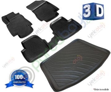 Ford Fiesta 2002-2008 Arası 3D Paspas Ve Bagaj Paspas Seti Havuzlu