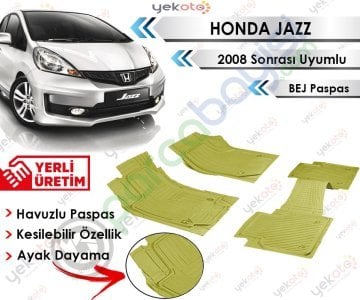 Honda Jazz 2008 Sonrası Uyumlu Havuzlu Kesilebilir Bej Paspas