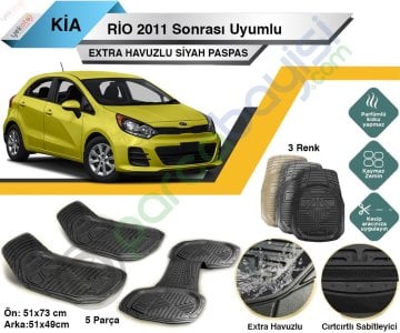 Kia Rio 2011 Sonrası Uyumlu Extra Havuzlu Kesilebilir Siyah Paspas