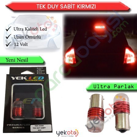 Yekled 1156 Tek Duy Ampul Led Kırmızı/Red Işık Stop Fren Lamba Mercekli Model 2 Adet