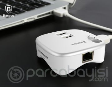 Baseus Çok Fonsiyonlu Notebook Adaptörü Hub Dual USB 3.0 RJ45 TF-SD