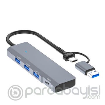 ALLY ADS-309D 4 Portlu USB+Type-C USB 3.0 Çoklayıcı Data HUB Adaptör