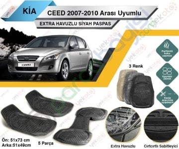 Kia Ceed 2007-2010 Arası Uyumlu Extra Havuzlu Kesilebilir Siyah Paspas