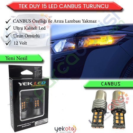 Yekled 1156 Tek Duy Ampul 15 Led Turuncu/Amber Işık Canbus Sinyal Lamba Arıza Kesici 2 Adet