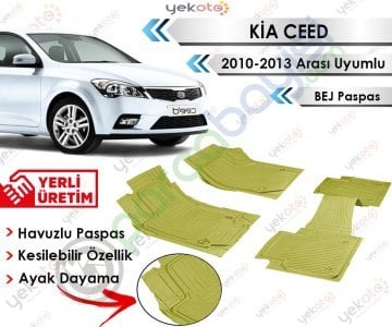 Kia Ceed 2010-2013 Arası Uyumlu Havuzlu Kesilebilir Bej Paspas