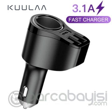 KUULAA Dual Usb+PD Hızlı Şarj Araba Çakmaklık Şarj Cihazı