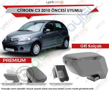 Citroen C3 2010 Öncesi Uyumlu Gri Kolçak Kol Dayama Ultra Kaliteli