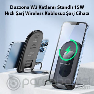 Duzzona W2 Katlanır Standlı 15W Hızlı Şarj Wireless Kablosuz Şarj Cihazı