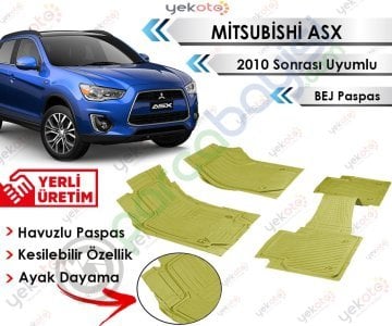 Mitsubishi Asx 2010 Sonrası Uyumlu Havuzlu Kesilebilir Bej Paspas