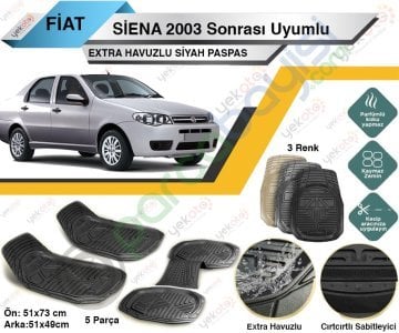 Fiat Siena 2003 Sonrası Uyumlu Extra Havuzlu Kesilebilir Siyah Paspas