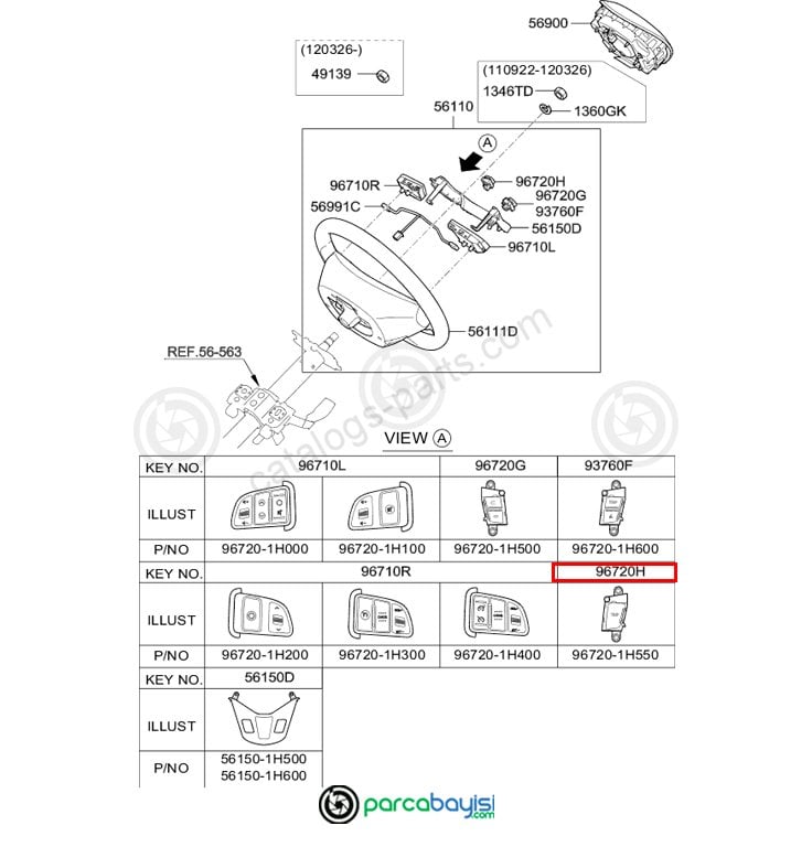 Kia Ceed Düğme Orjinal | 967201H550Al4