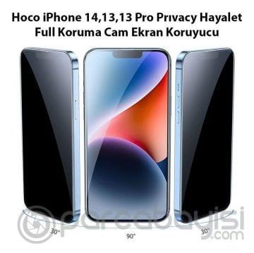 Hoco iPhone 14,13,13  Pro Prıvacy Hayalet Full Koruma Cam Ekran Koruyucu