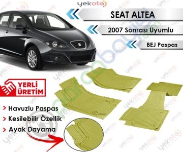 Skoda Altea 2007 Sonrası Uyumlu Havuzlu Kesilebilir Bej Paspas