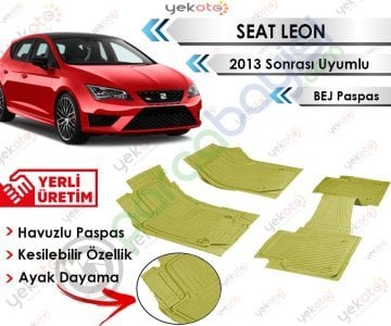 Skoda Leon 2013 Sonrası Uyumlu Havuzlu Kesilebilir Bej Paspas