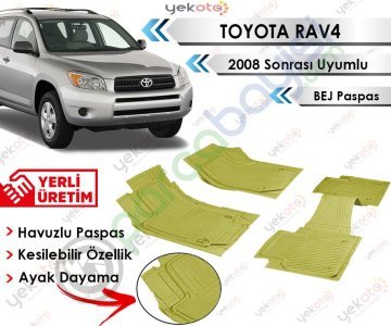 Toyota Rav4 2008 Sonrası Uyumlu Havuzlu Kesilebilir Bej Paspas