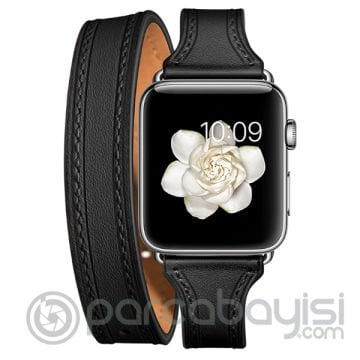 Ally Apple Watch 7-8 41mm 6-5-4 40mm Çift Tur Deri Koron Kayış 3-2-1 38mm