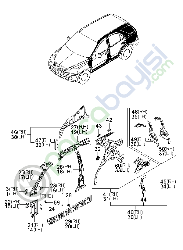 Kia Sorento Arka Çamurluk Sağ Orjinal 2002-2006 | 711023E1C1