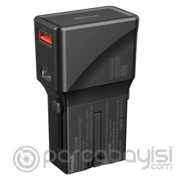 BASEUS PPS Hızlı Şarj Type-C+USB 18W Hızlı Şarj Universal Dönüştürücü Seyahat