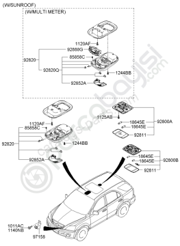 Kia Sorento Tavan Lambası Orjinal | 928503E500Fc