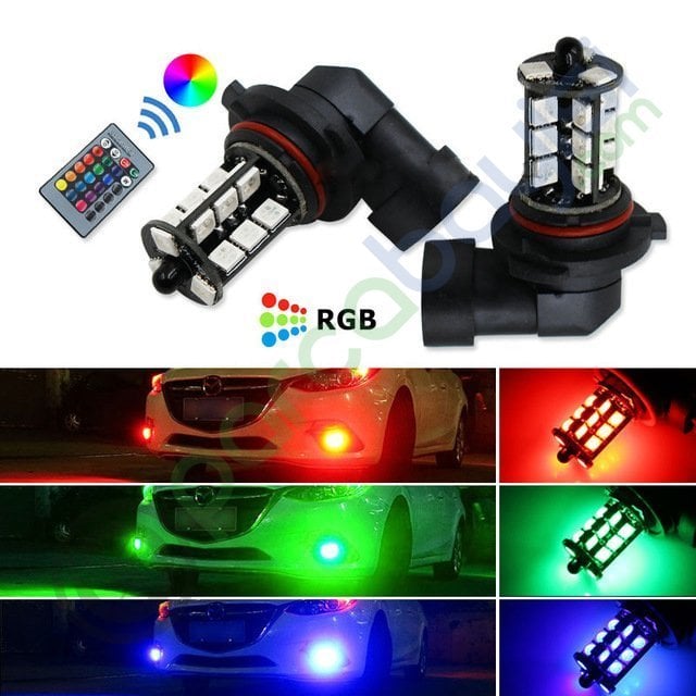 9006 Rgb 7 Renk Uzaktan Kumandalı Çakarlı 27Led Sis Ve Gündüz Farı 2 Adet