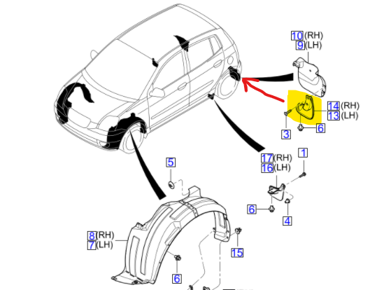 Kia Picanto Arka Paçalık Sol Orjinal | 8684107000