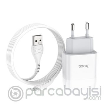 Hoco C73A Çift USB Girişli Hızlı Şarj Adaptörü ve Hızlı İPhone Şarj Kablosu 1M