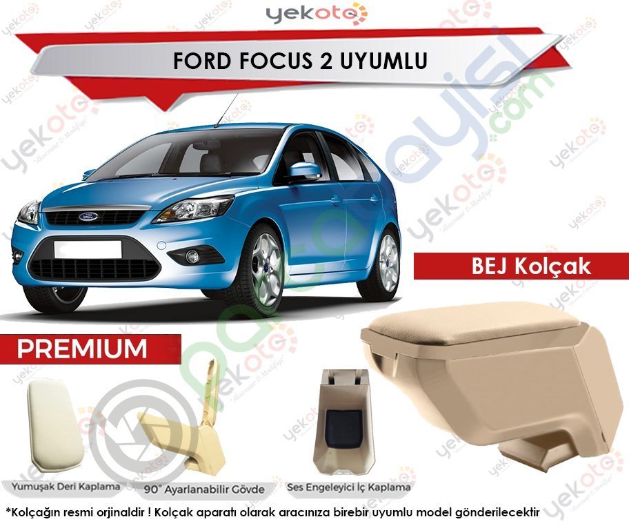 Ford Focus 2 Uyumlu Bej Kolçak Kol Dayama Ultra Kaliteli