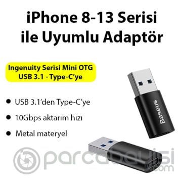 Baseus USB 3.1 to Type-C Dönüştürücü Adaptör Mini OTG Baseus Ingenuity Series