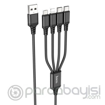 Hoco X76 4in1 Çift Type-C + Lightning + Micro Usb Şarj ve Data Kablosu 1M