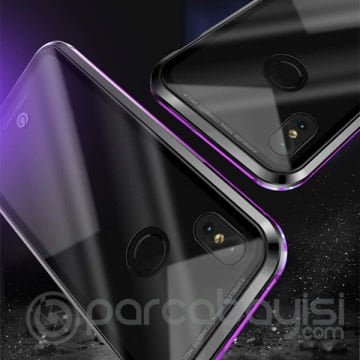 Huawei Mate 20 Pro Mıknatıslı 360 Koruma Arkası Cam Metal Frame Kılıf