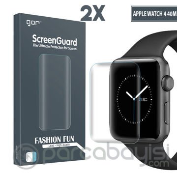 Gor Apple Watch 4 40mm 3d Kavisli Full Kaplama Darbe Emici Ekran Koruyucu 2 Adet Set