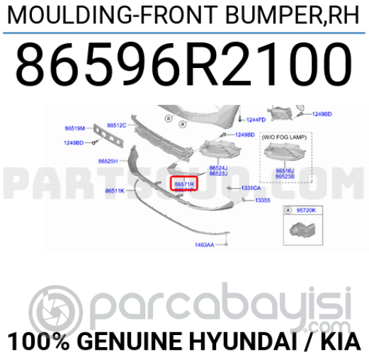 Kia Sportage Ön Tampon Bakalit Sağ Orjinal | 86596R2100