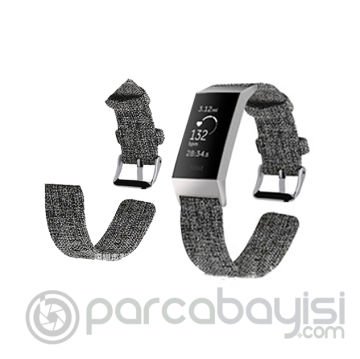 Fitbit Charge 3-4 Canvas Nylon Kayış Kordon (l Beden)