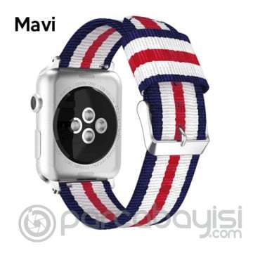 Ally Apple Watch 7-8 45mm 6-5-4 44mm Kayış Kordon Çizgili Nylon 3-2-1 42mm